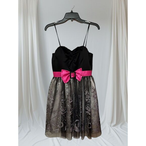 Hailey Logan by Adrianna Papel Mini Dress Hot Pink/black/silver  Size 7/8 - Picture 9 of 9